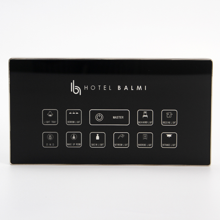 Personalizado múltiples botón táctil interruptor hotel integrado habitación sistema de automatización con nombre del hotel