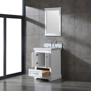 Mueble de Baño Individual Transicional de 24 Pulgadas Hecho en Vietnam, Gabinete Blanco con Encimera de Mármol Carrara y Espejo - Product Image 4