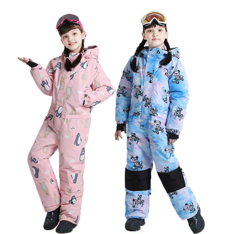 Baby Winter Overalls Toddler Snowsuits Boys Girls One Piece Ski Suit Kids Cartoon Ski Suits Outdoor Children Sports Set 18M-12Y