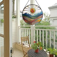 Vitrail fait à la main Sun Capture Décoration murale Nouveau style bohème Intérieur et extérieur Disque acrylique décoratif coloré