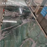 Dalle de quartzite naturel poli de qualité supérieure Tostone Botonic Green Vein pour revêtement mural intérieur de villas de luxe haut de gamme