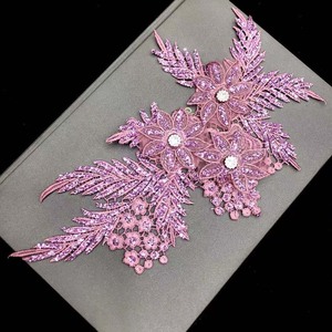 Diy Clothes Accessories Beaded 3D Flower Motif Applique <strong>Patch</strong> <strong>Glitter</strong> Sequined Rhinestones Floral Embroidery Handmade Lace <strong>Patch</strong> - Product Image 6