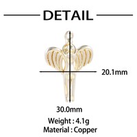 Pendentif en zircon style punk unisexe en cuivre, vente en gros, accessoires pour clavicule, ailes d'ange, or