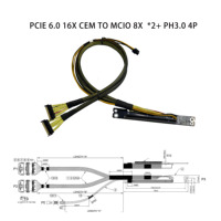 Câble Riser PCIe 6.0 16X CEM vers MCIO 8X *2 PORTS + PH3.0 4P CEM Empilable Mono-couche