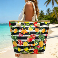 Op maat gemaakte digitale print toeristische souvenir zomer vakantie tas canvas stro tropisch fruit strand tas