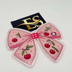 Support à cils en acrylique Cherry Bow Love Lash, instrument de beauté, motif nœud imprimé mignon, support à cils esthétique rose pastel, service OEM - Product Image 5