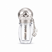 Tube de brillant à lèvres vide de luxe 4 ml avec trou pour chaîne, capuchon boule matelassé, contenant de fard à joues liquide doré avec grande brosse