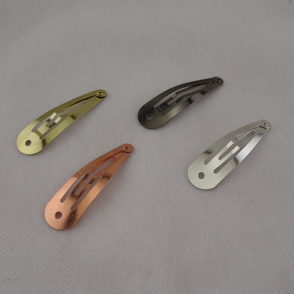 100PCS/bag 5.0cm Tear Drop Metal Snap Hair Clips With Round Hole Plain BB Hairpins Kids Boutique Hair Accessories