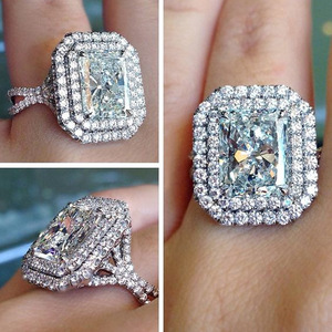 Anello rettangolare grande da donna, accessorio semplice ed elegante per l'uso quotidiano - Product Image 1