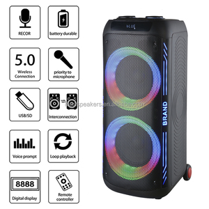 Nouvelle enceinte sans fil en gros, enceinte puissante avec basses profondes, microphone extérieur, double 8 pouces, RGB 40W, enceinte portable avec microphone - Product Image 6