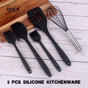 Juego de utensilios de cocina de silicona de 5 uds para cocinar, juego de espátula antiadherente, batidor de huevos ranurado, cepillo para hilvanar, resistente al calor para hornear - Product Image 3