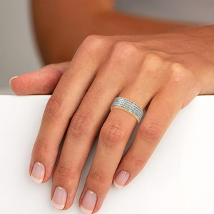 Europe and the United States hot selling jewelry cross-border jewelry 8MM stainless steel plating 5 row drill <b>ring</b> hot selling - Product Image 4