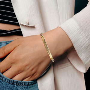 Wholesale 316L Stainless Steel 14k 18k Gold Plated Fashion <b>Bracelets</b> & Bangles Inspirational <b>Bracelet</b> <b>Beads</b> for Women <b>Men</b> - Product Image 5