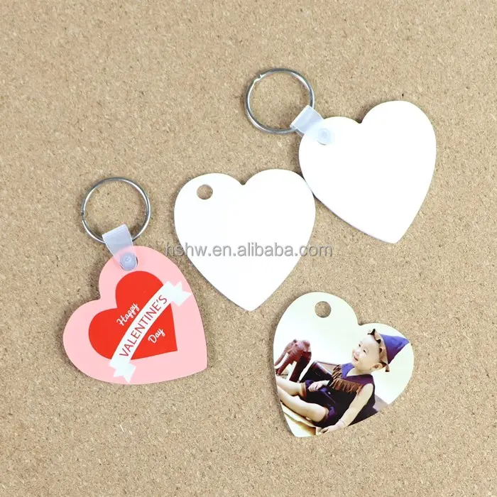 Double Sides Printable For DIY Photo Printing Key Rings Plastic Key Holder Blanks Charms FRP Heart Keychain Sublimation