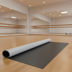 Plancher de danse portable 6,6x49,2 pieds, 1,5 mm d'épaisseur, PVC gris noir, en rouleau, antidérapant, résistant à l'usure, facile à nettoyer, pour tapis de pratique de ballet - Product Image 2