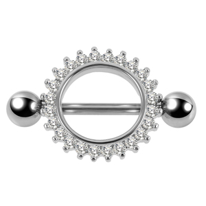 Anello per <span class=keywords><strong>Capezzolo</strong></span> in Acciaio Inossidabile con Zirconi Multipli, Barbell Dritto per Lingua, per Matrimonio e Fidanzamento - Product Image 1