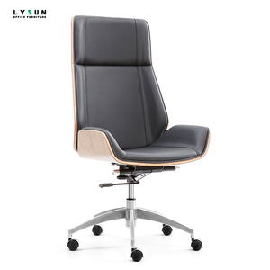 Silla de Oficina Ergonómica Giratoria de Madera de Nogal Blanco Ejecutiva Contemporánea con Respaldo Alto y Tapicería de Cuero PU para Taller - Product Image 2