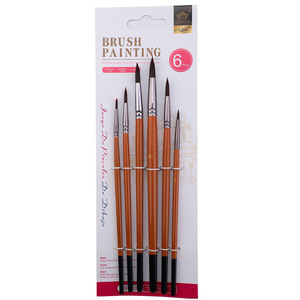 Ensemble de pinceaux de précision professionnels pour artistes, manche en bois, poils en nylon, lot de 6 pièces, pour portraits, miniatures, travaux de lignes, huile - Product Image 4