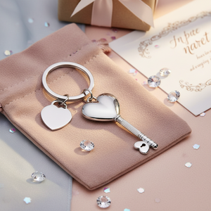 Portachiavi a Forma di Cuore Lucido con Cristalli Senza Confezione - Product Image 3