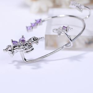 Set di gioielli di moda esagerazione della personalità senza foro per l'orecchio Design unicorno orecchio appeso dolce sposa - Product Image 2