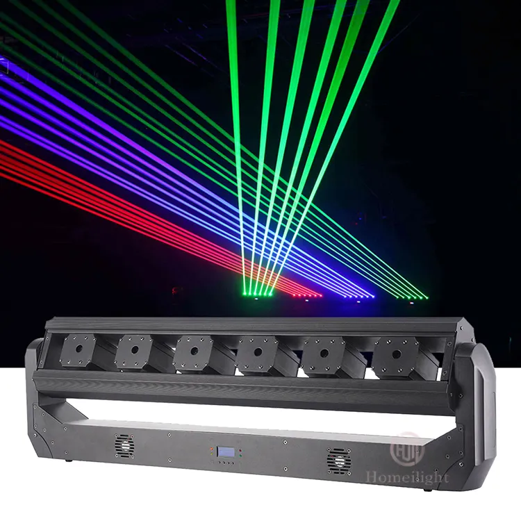 LED disko lazer ışığı sahne etkisi aydınlatma 6 kafaları 500mw RGB 3IN1 tam renkli kırmızı yeşil mavi lazer ışıkları gece kulübü için
