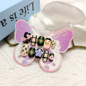 10 Pièces Grandes Faux Ongles Adhésifs pour Enfants, Motifs Mignons Fleurs et Étoiles, Autocollants pour Ongles pour Enfants de 10 à 18 Ans - Product Image 2