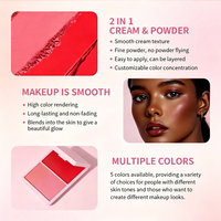 Palette de maquillage végane en poudre pressée de qualité supérieure avec blush, logo imprimé, blush crème longue tenue pour joues rouges, marque privée