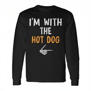 T-shirt à manches longues « I'm With The Hot Dog », costume d'Halloween, chemise assortie pour couple - Product Image 2