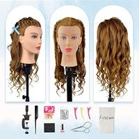 Tête de Mannequin Cheveux Humains-Tête de Poupée de Mannequin de Cosmétologie avec 80% de Vrais Cheveux pour Pratique de Coiffeur Styling Tressage Formation