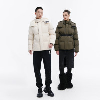 Veste d'hiver coupe-vent haute couture pour hommes femmes sur mesure confortable sweat à capuche chaud col montant tissé toile tissu teint