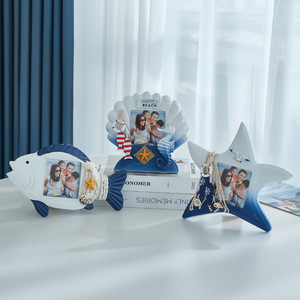 Phong Cách Địa Trung Hải 3 "Handmade <span class=keywords><strong>Nautical</strong></span> Bãi Biển Theo Chủ Đề Hình Ảnh Bằng Gỗ Khung Sò Sò Đồ Trang Trí Khung Ảnh Cho Mùa Hè - Product Image 1