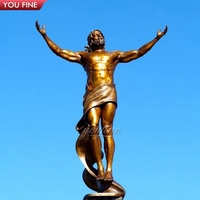 YOUFINE Reproduction de Statue Antique en Bronze Jésus Sculpture en Bronze Taille Naturelle pour Décoration d'Église et de Cour