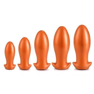 Plug anal XL personnalisé en silicone liquide, extra large, en forme d'œuf, résistant à l'eau, écologique, noir et or, unisexe, pour l'extérieur - Product Image 4