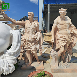 Estatua de Mármol Rojo Natural Tallada a Mano Personalizada de <span class=keywords><strong>un</strong></span> <span class=keywords><strong>Emperador</strong></span> <span class=keywords><strong>Romano</strong></span> y Poseidón - Product Image 4