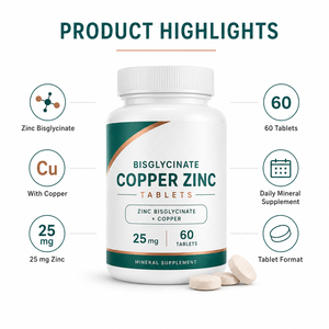 Complexe de zinc chélaté à haute absorption 25 mg, complément alimentaire, comprimés de picolinate et bisglycinate de cuivre, soutien immunitaire, 60/90, GMP, HACCP - Product Image 4
