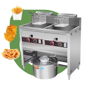 Friteuse Industry Gaz Restaurant Chip Air Commercial Lp Double gpl Gas Free Standing Valve friggitrice 20l