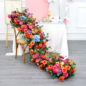 工場直販卸売 高品質 人工 200*40cm フラワーランナー 結婚式通路用フラワーランナー - Product Image 1