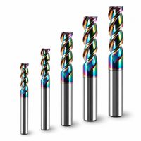 Fraise à queue en aluminium SXT HRC56 DLC à 7 couleurs, revêtement DLC, D1-D10, fraise en carbure pour usinage CNC d'alliages d'aluminium et de métaux