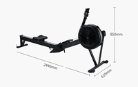 Máquina de Remo Plegable de Madera de Alta Resistencia Comercial con Resistencia al Aire para Ejercicios Abdominales, Capacidad de 150 kg