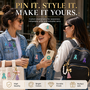 Spilla personalizzata in smalto duro, Distintivo in metallo placcato oro, Spilla da bavero a forma di nastro per la sensibilizzazione, Regalo per eventi di <span class=keywords><strong>beneficenza</strong></span> contro il cancro, Vendita all'ingrosso - Product Image 4