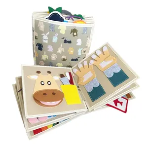 Personnaliser la mémoire montessori tout à fait <span class=keywords><strong>livre</strong></span> feutre tissu animaux enfant en bas âge calme occupé bébé feutre <span class=keywords><strong>livre</strong></span> - Product Image 1