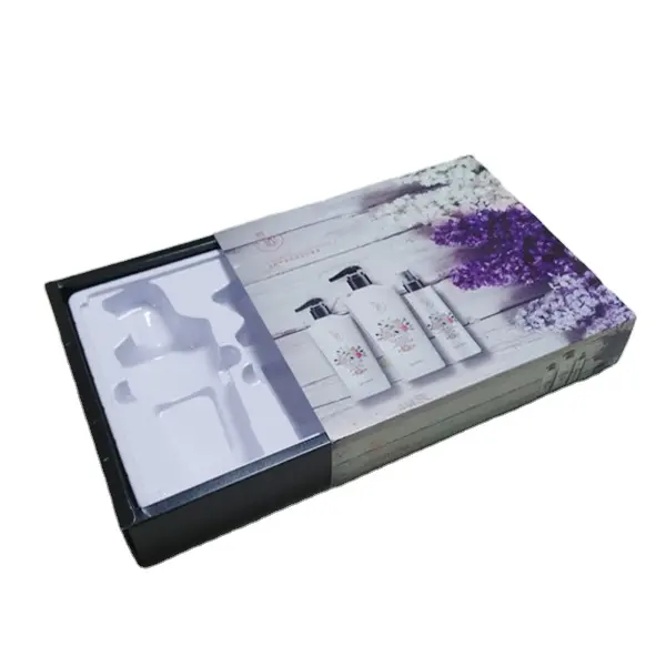 कस्टम दराज शैली आस्तीन कवर स्लाइड प्लास्टिक भीतरी ट्रे गर्म मुद्रांकन लोगो खुशबू मेकअप कागज कॉस्मेटिक बॉक्स
