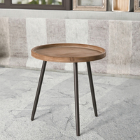 Table basse ronde de style industriel antique et durable avec 3 pieds, structure en bois massif et métal, meubles de salon NOZTI EXPORTS