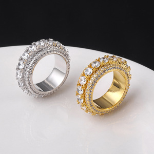 Nhẫn nam Fealux Hip Hop đính đá lấp lánh, bạc 925, kim cương Moissanite - Product Image 4