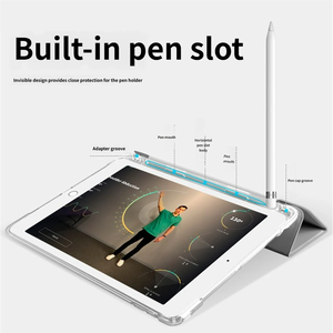 <b>Tablet</b> Cover Case With Pencil <b>Holder</b> for iPad 12.9 Pro11 Air3 10.2 Air5 10.9 Three Fold Skin Sensitive Pen Slot Protective Cover - Product Image 5