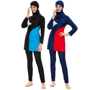 Aangepaste Ontwerp Multi Kleuren Moslim Vrouwen Modest Volledige Cover 3-PC Badpakken Beach Swim Jurk Broek Badmode Burkini