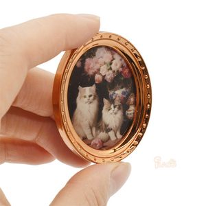 Mini <span class=keywords><strong>peinture</strong></span> à l'huile pour décoration de maison de poupée 1:12, Mini <span class=keywords><strong>peinture</strong></span> à l'huile Rose Cat, Meubles miniatures BJD - Product Image 1