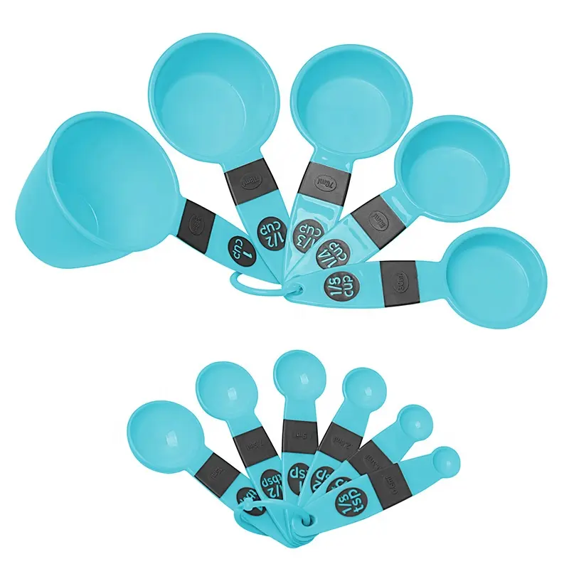 Hot Selling 11Pcs Set Plastic Measuring Cups and Spoons Set Sky Blue Plastic Measuring Cup Set