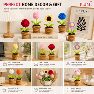 Mini <span class=keywords><strong>Fiori</strong></span> Estetici in <span class=keywords><strong>Vendita</strong></span>, 100% Fatti a Mano, Rose, Tulipani, Margherite in Cotone Lavorato all'Uncinetto, per Decorazione Casa <span class=keywords><strong>e</strong></span> Ufficio - Product Image 6