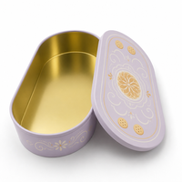 Boîte en étain ovale personnalisée pour biscuits, chocolats, bonbons, emballage alimentaire, avec couvercle ajusté, vente en gros, OEM, sur commande